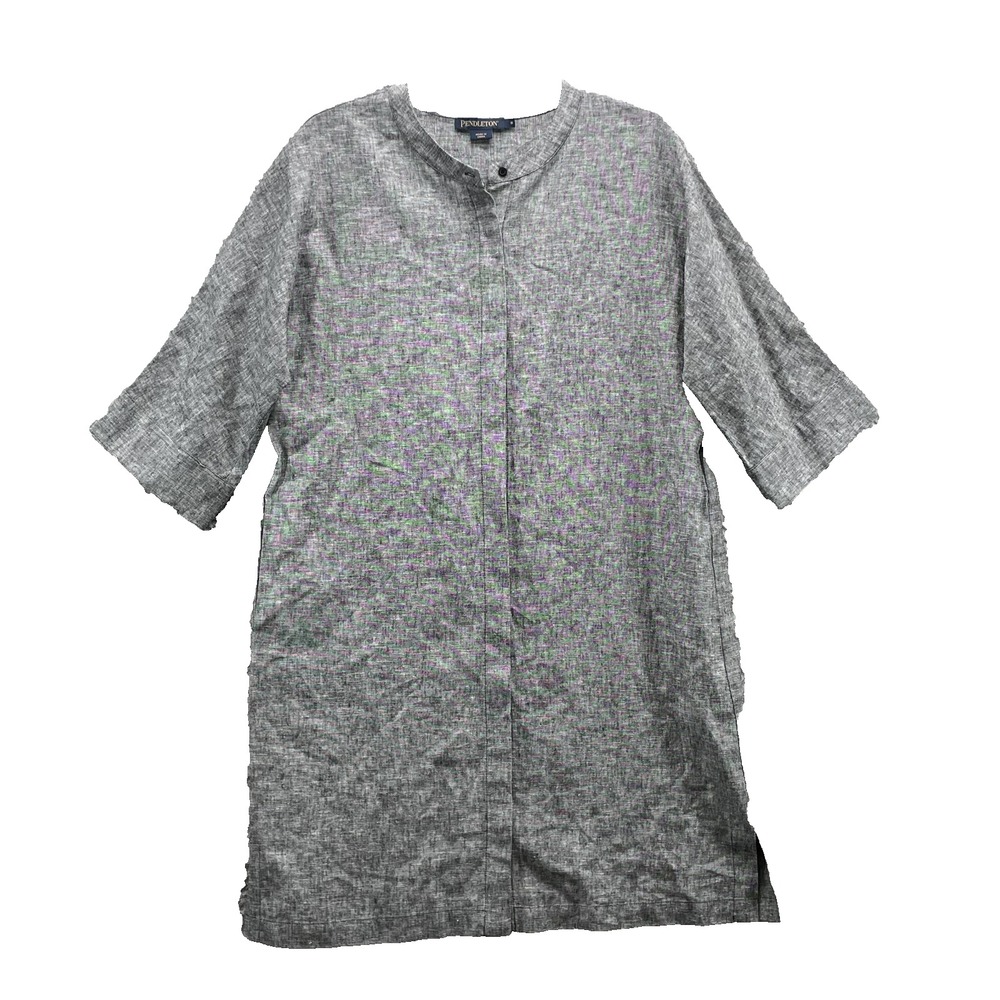 Pendleton Linen Blend Tunic Dress Womens Small Modest Minimalist Classic Coastal